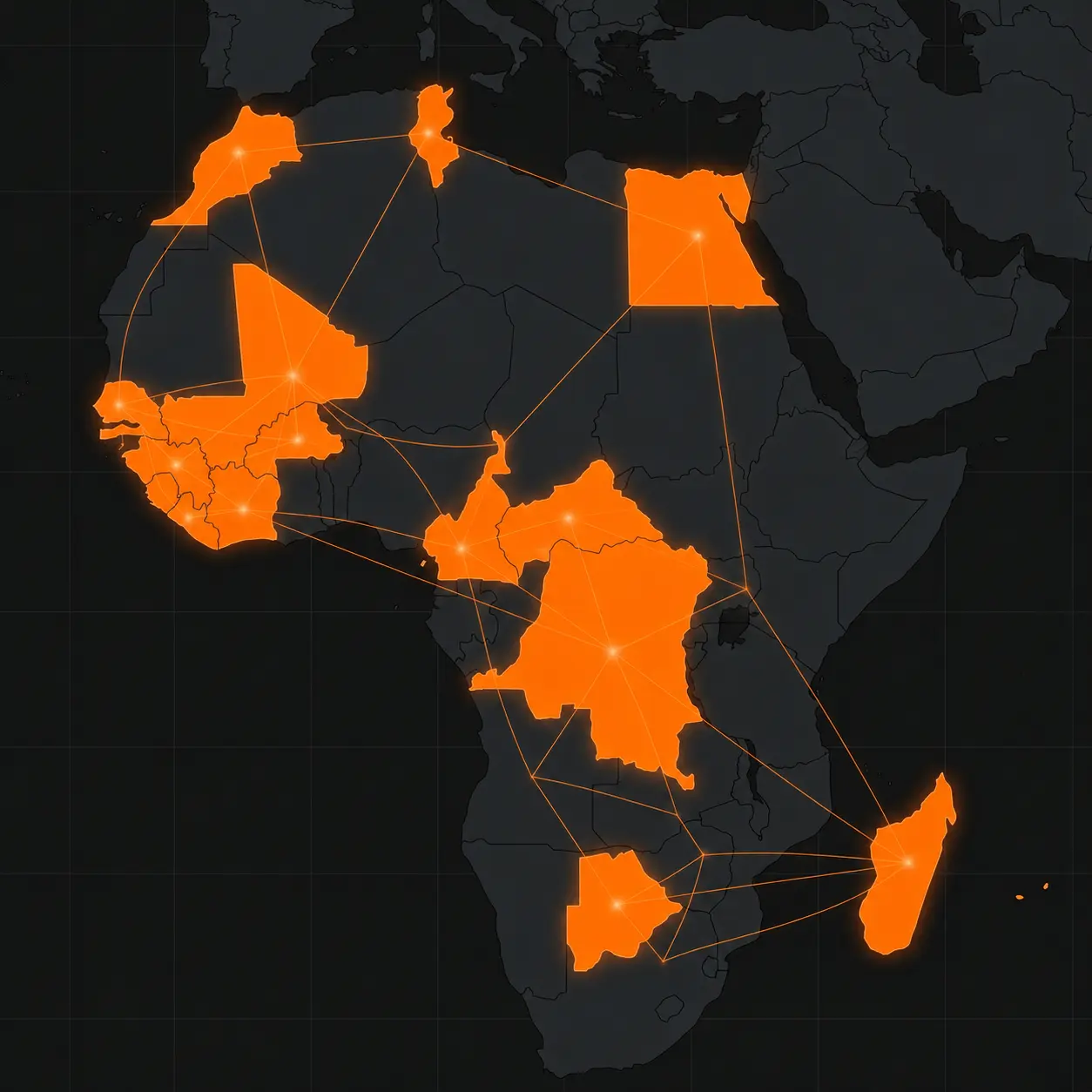 Carte de présence d'Orange MEA en Afrique